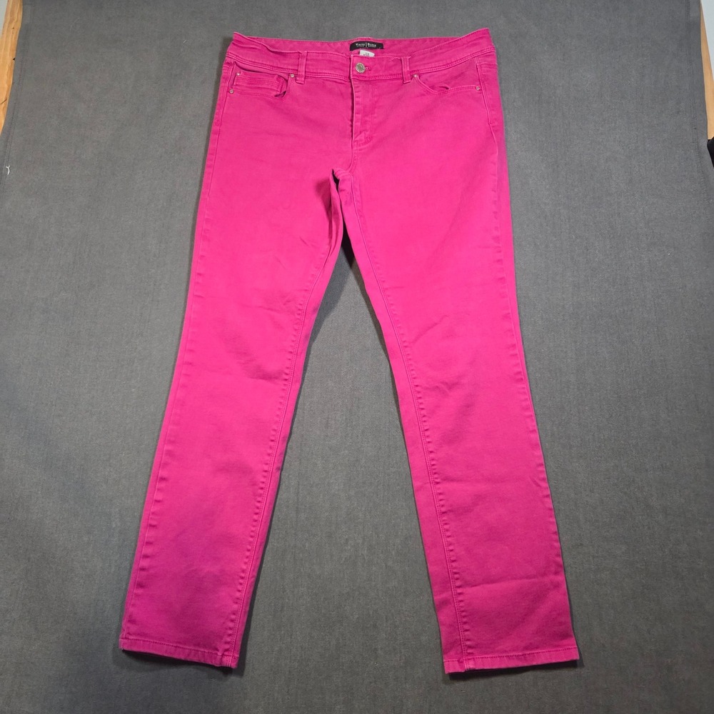 White House Black Market Slim Ankle Jeans Womens 12R Pink Blanc Stretch Denim